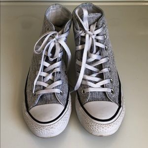 Converse sparkly silver high tops